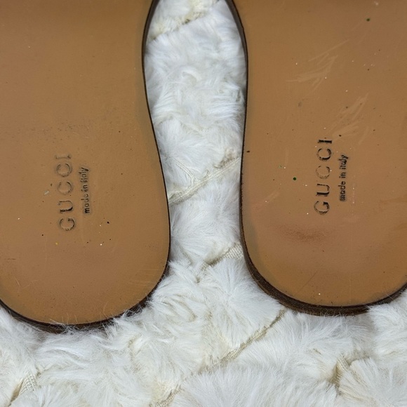 Gucci White and Gold Slide Sandals with Fringe Size 39 - Picture 9 of 13